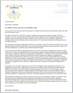Letter re: Withdrawal from Supervision and Substitution Duties